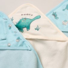 G10949: Baby Dinosaur 6 Piece Hooded Towels & Washcloths Bath Time Set